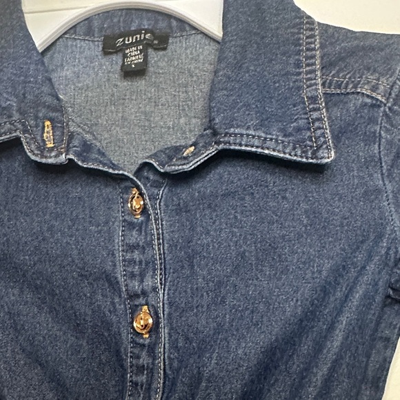 Zunie Denim and Gold Sparkle Dress - Picture 11 of 14